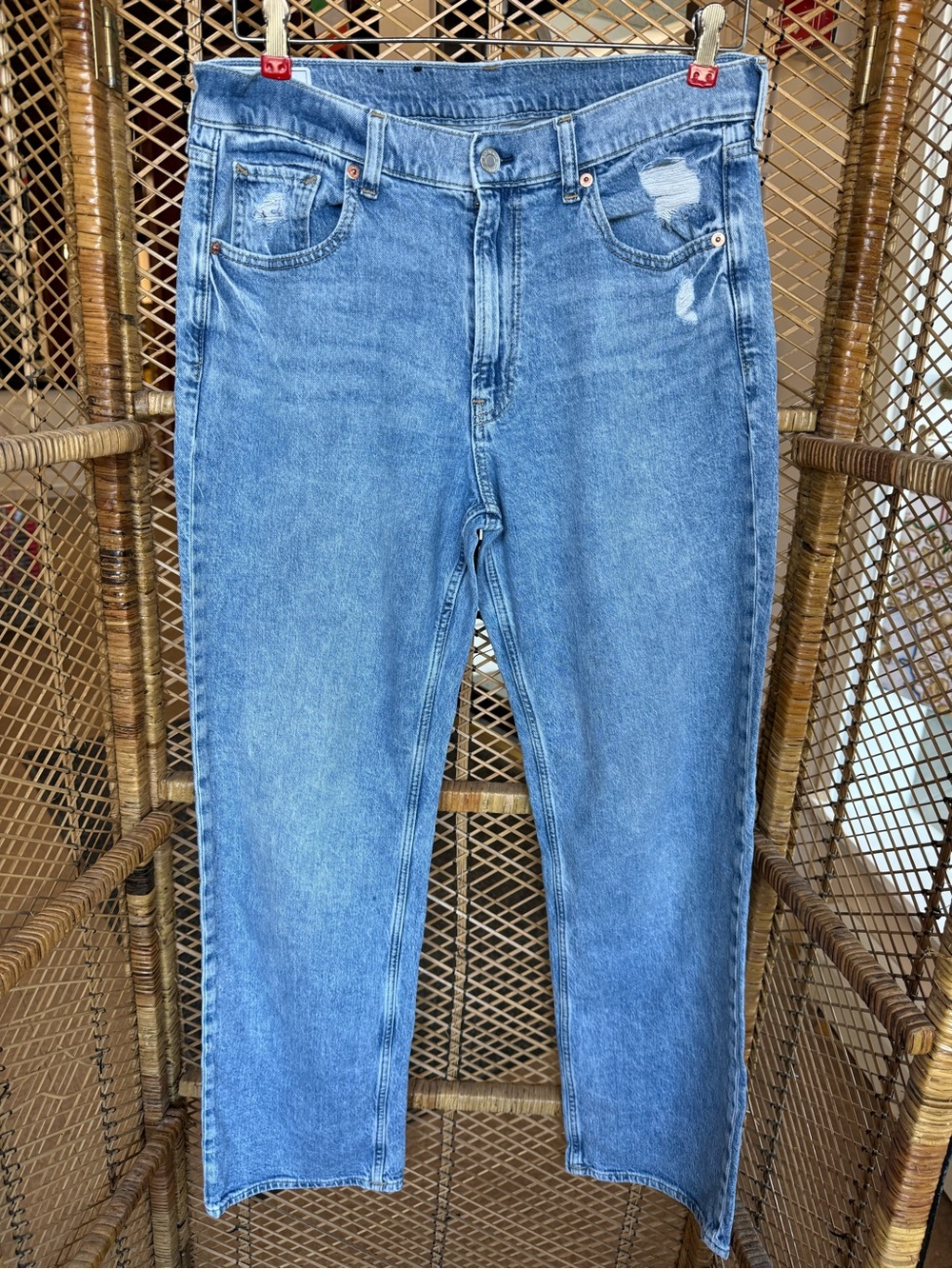 GAP ’90s Loose Mid Rise Distressed Straight Leg Jeans Size 30/10 Regular